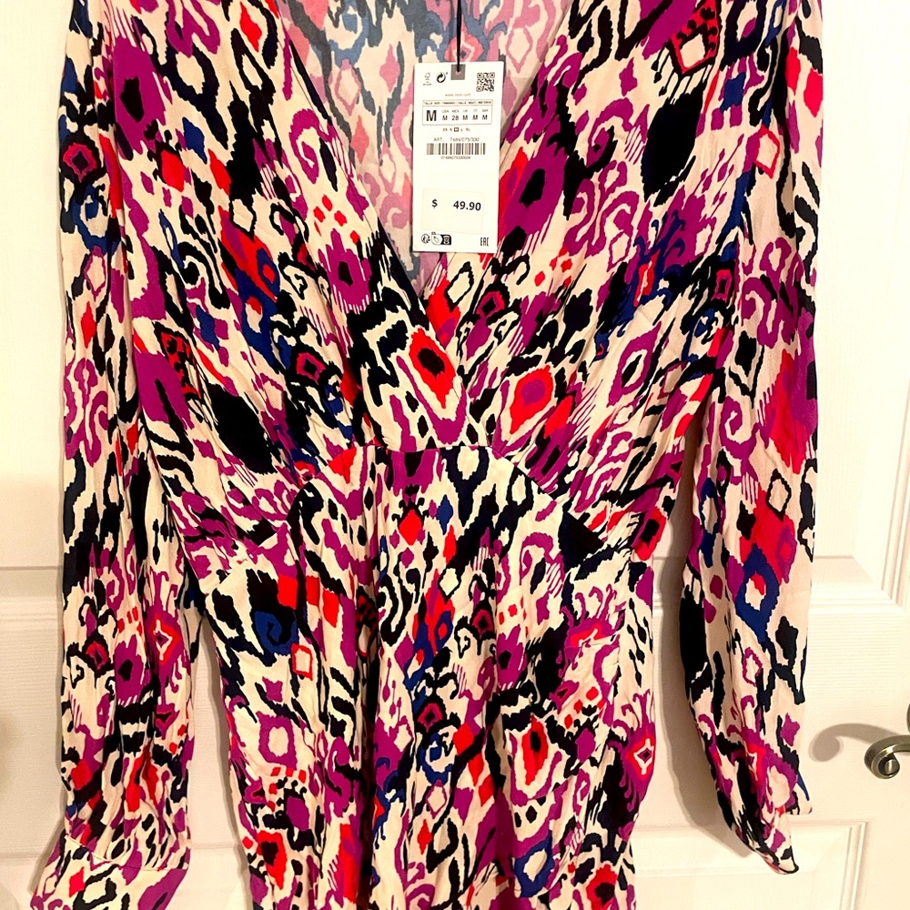 Geometric Zara Brand Print Short Dress